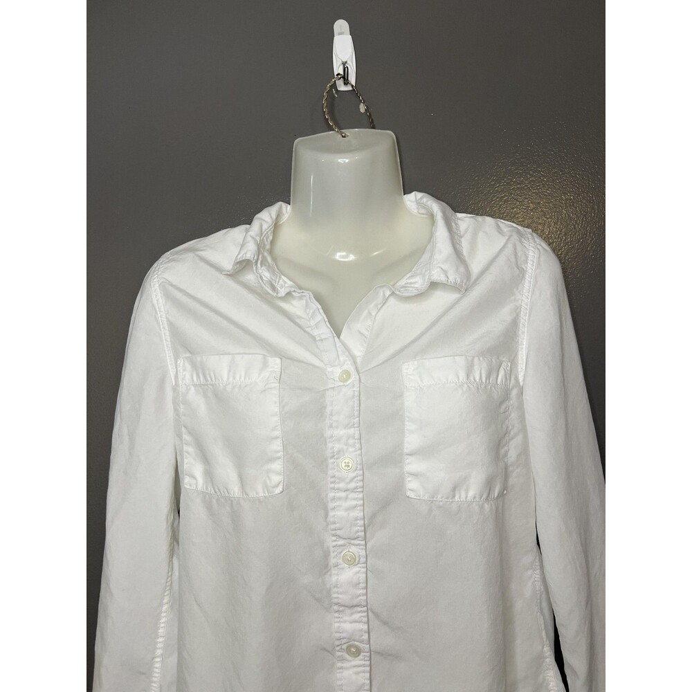Thread & Supply Shirt Womens XS White Tencel Lyocell Button Long Sleeve Top